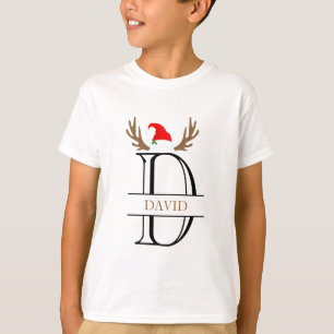 Camiseta Monograma Personalizado - Letra D Antlers Xmas