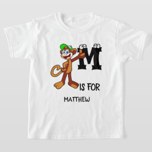 Camiseta Monograma personalizado M é para ilustração fofa d