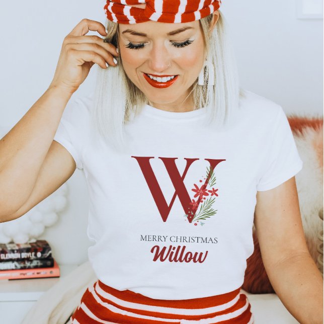 Camiseta Monograma Personalizado Nome de Natal e Inicial (Criador carregado)