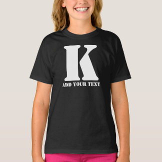 Camiseta Monograma Personalizado Preto Moderno Texto Person