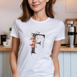 Camiseta Monograma Personalizável 'F': Lily, Latido de Árvo