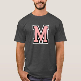 Camiseta Monograma Rosa Preto Branco Inicial da Faculdade M