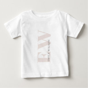 Camiseta Monograma Simples e Mínimo de Nome Rosa Escamudo E