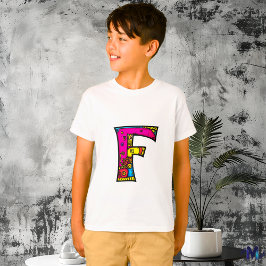 Camiseta Monograma Tribal e Doodle Colorido e Divertido F
