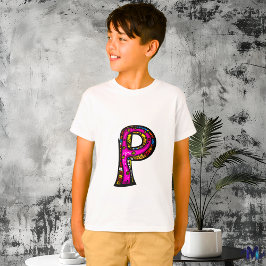 Camiseta Monograma Tribal e Doodle Colorido e Divertido P