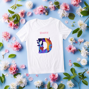 Camiseta Monograma Vibrante - Letra D Presente Criativo de 