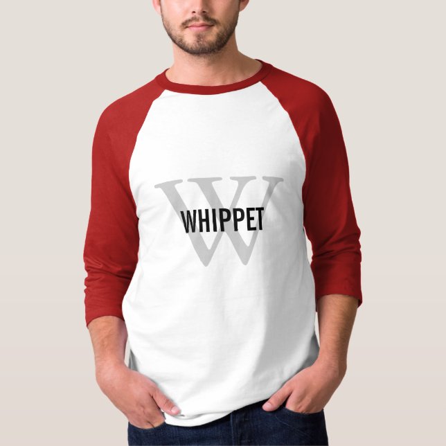 Camiseta Monogramas da raça de Whippet/camisa amantes do (Frente)
