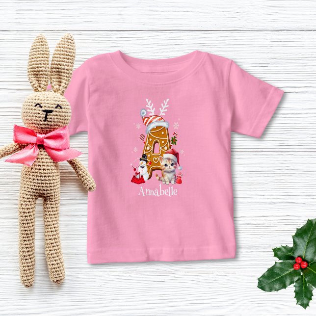Camiseta Monogramas Papais noeis de Natal Gingerbird - Letr (Criador carregado)