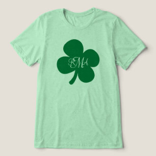 Camiseta Monogrammed verde bonito do trevo personalizado