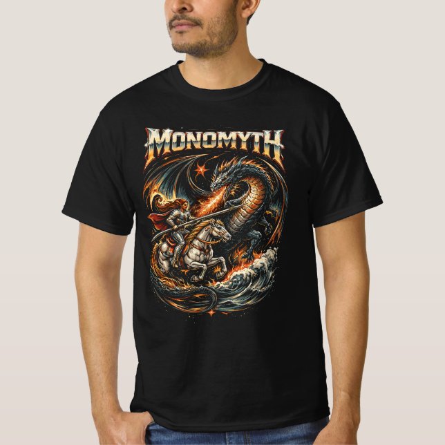 Camiseta Monomyth – Cavaleiro Épico vs Dragão (Frente)