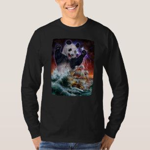 Camiseta Monster Giant Panda Como Kraken Ataca Um Navio De