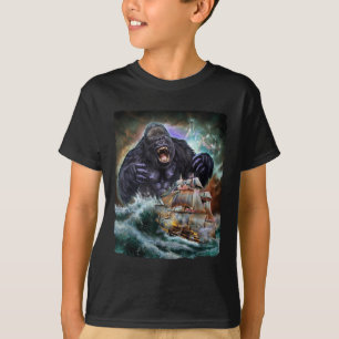 Camiseta Monster Gorilla Como Kraken Ataca Um Navio De Guer