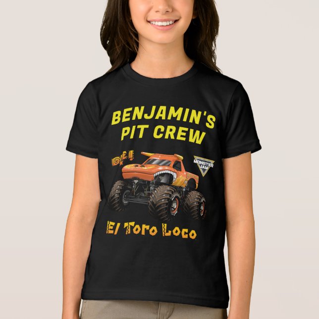 Camiseta Monster Jam - Equipe de Pit da Festa de Aniversári (Frente)
