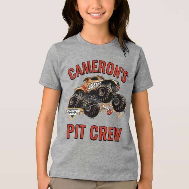 Camiseta Monster Jam - Equipe de Pit do Aniversário do Mons (Frente)
