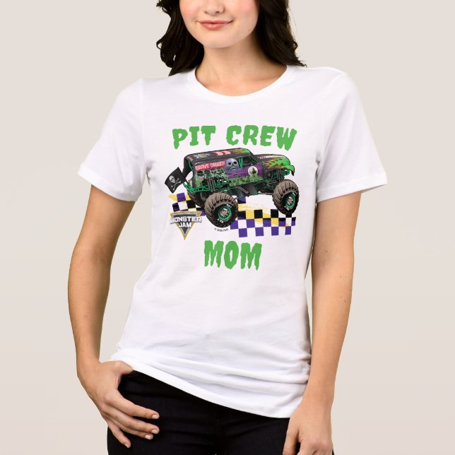 Camiseta Monster Jam Grave Digger Equipe de Pit Mãe (Frente)