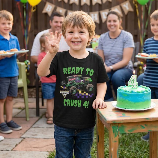 Camiseta Monster Jam Grave Digger Pronto para Esmagar no An (Simulated kid wearing t-shirt)