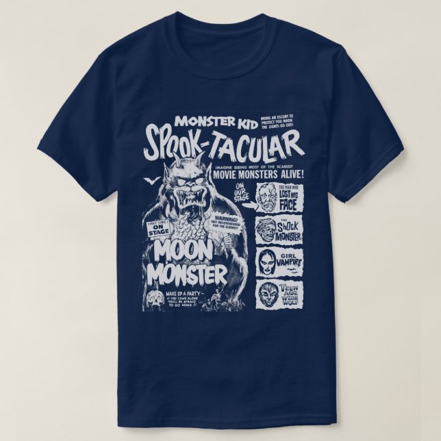 Camiseta Monster Kid SpookTacular retro spook show design (Frente do Design)