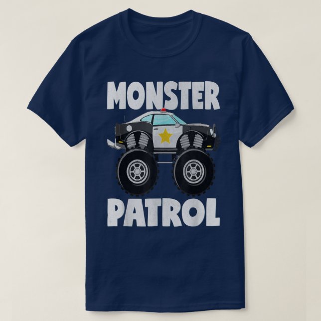 Camiseta Monster Patrol Vintage Polícia Polícia Polícia Car (Frente do Design)