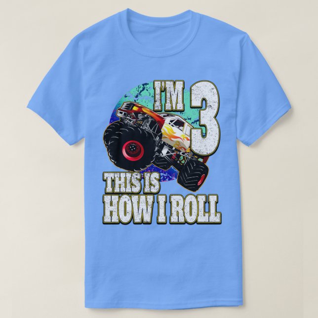 Camiseta Monster Truck 3 Anos Aniversário (Frente do Design)
