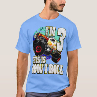 Camiseta Monster Truck 3 Anos Aniversário