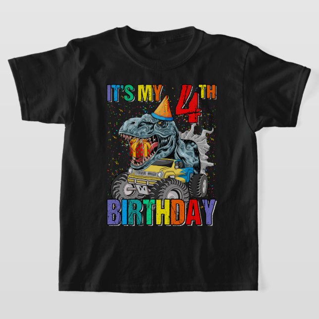Camiseta Monster Truck, 4 anos, adolescente 4 anos, menino  (Postura )