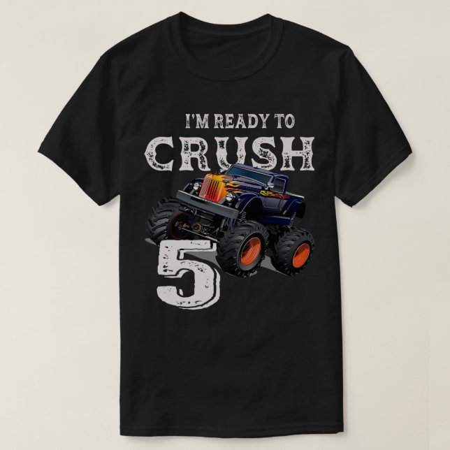 Camiseta Monster Truck 5th Birthday Gift Boys I'm Ready to  (Frente do Design)