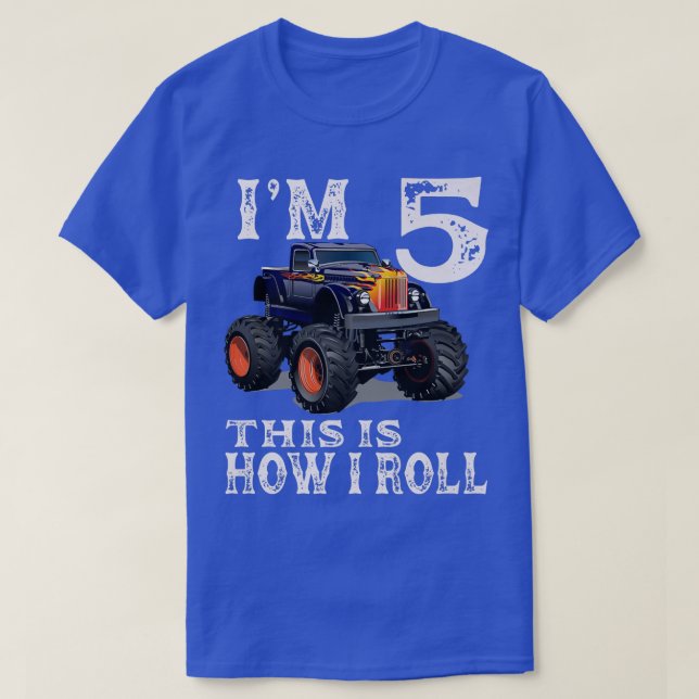 Camiseta Monster Truck 5th Birthday Gifts I'm 5 This Is How (Frente do Design)