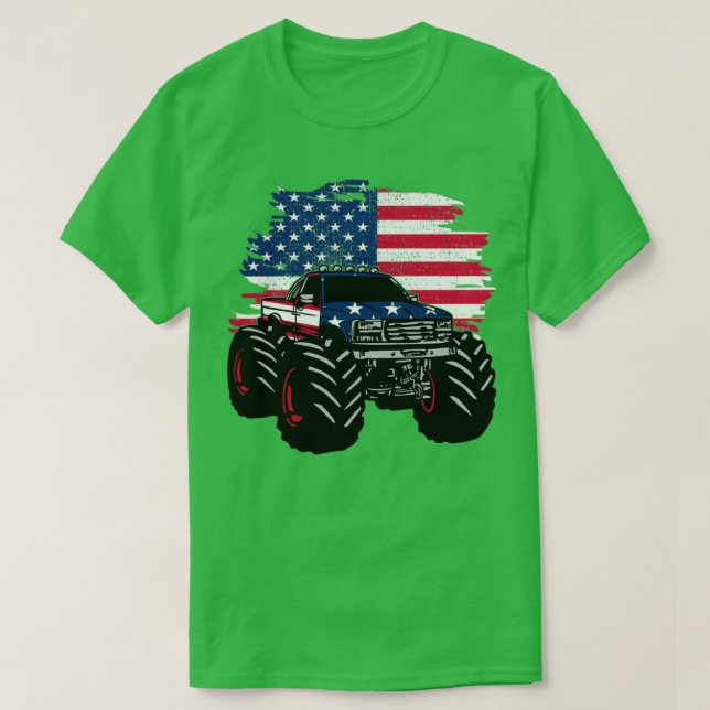 Camiseta Monster Truck American Flag (Frente do Design)