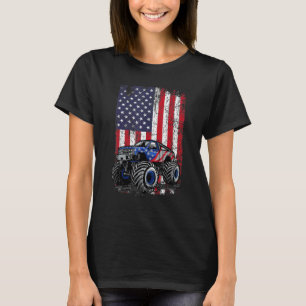 Camiseta Monster Truck American Flag Patriótico 4 De Julho