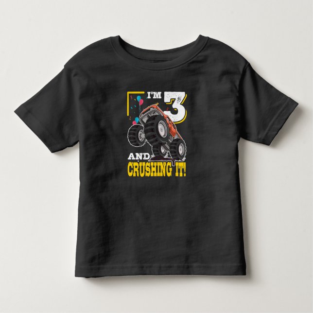 Camiseta Monster Truck aniversário de 3 anos (Frente)