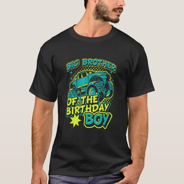 Camiseta Monster Truck Big Brother Do Aniversário Para (Frente)