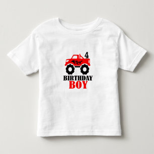 Camiseta Monster Truck Boys Idade Aniversário