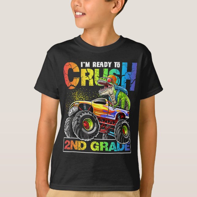 Camiseta Monster Truck Crush segundo Grau Dinossauro Novame (Frente)
