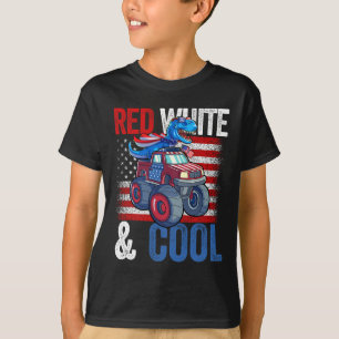 Camiseta Monster Truck Dino 4 de Julho Meninos Bandeira Ame
