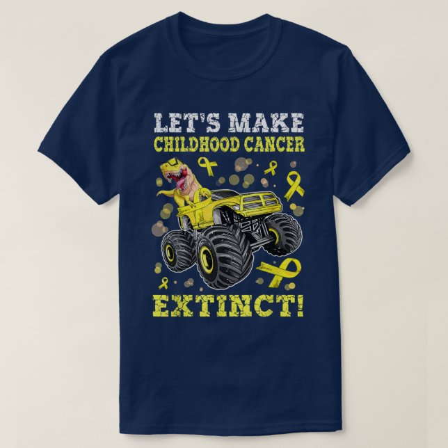 Camiseta Monster Truck Dinosaur Childhood Cancer Awareness  (Frente do Design)