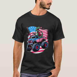 Camiseta Monster Truck Dinossaur American Flag 4 De Julho F