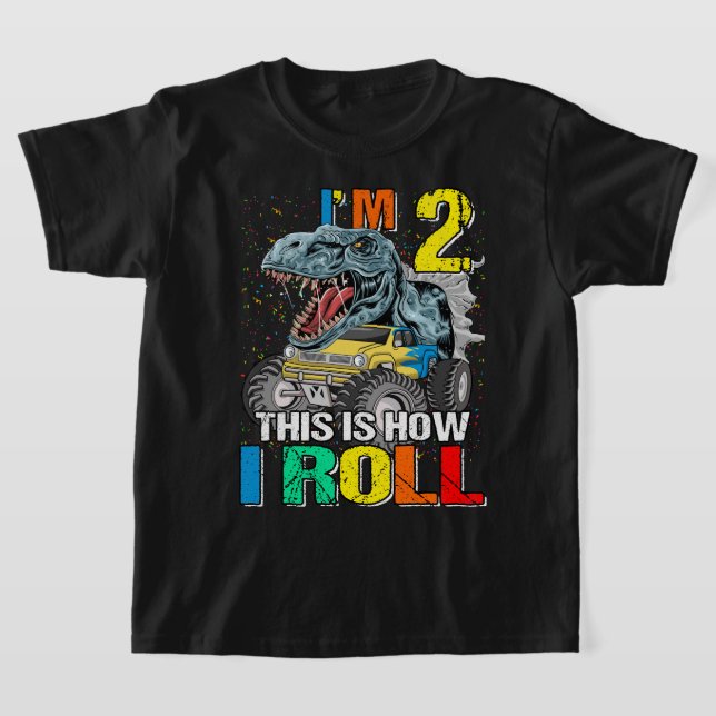Camiseta Monster Truck Dinossaur Eu tenho 5 anos É assim qu (Postura )
