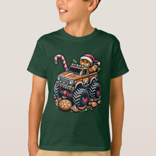 Camiseta Monster Truck Gingerbird Homem Engraçado Natal