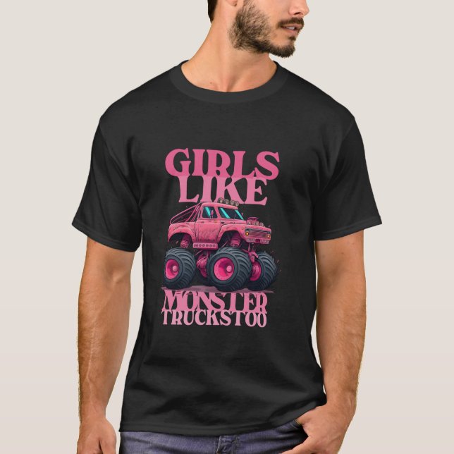 Camiseta Monster Truck Girls Como Monster Truck Muito Rosa (Frente)
