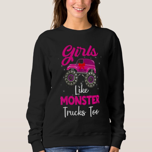 Camiseta Monster Truck Girls Como Monstros Também Aniversár (Frente)