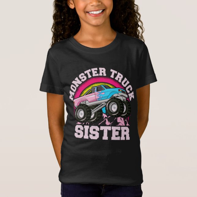 Camiseta Monster Truck Irmã Correspondente à Família Monste (Frente)