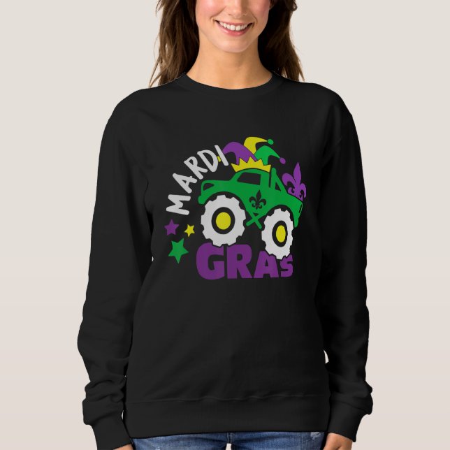 Camiseta Monster Truck Mardi Gras Jester Hat Funny Carnival (Frente)