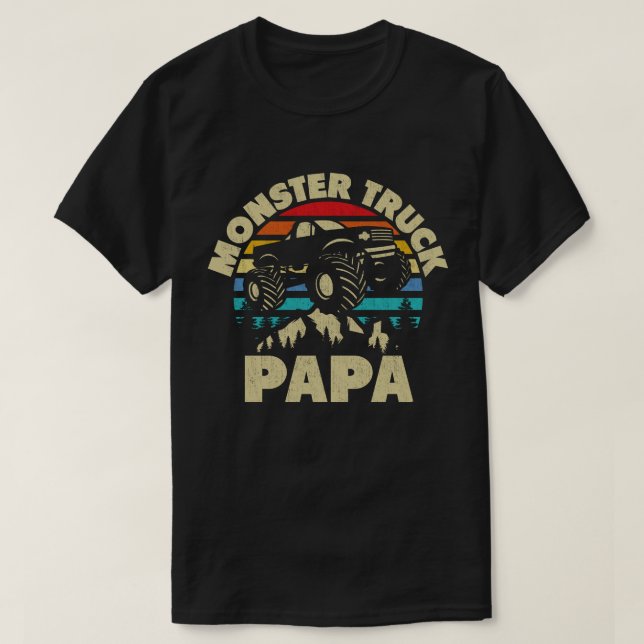 Camiseta Monster Truck Papa Correspondente Pai da Família (Frente do Design)