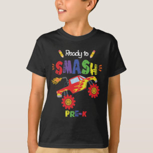 Camiseta Monster Truck Pronto para Esmagar o Primeiro Dia P