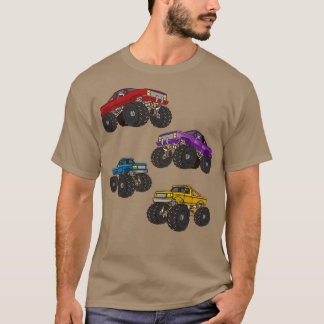 Camiseta Monster Truck Quatro Caminhões Monstros diferentes