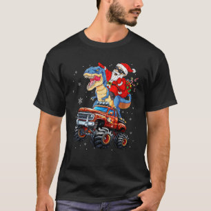 Camiseta Monster Truck Santa Claus Andando A Rex Dinosaur C