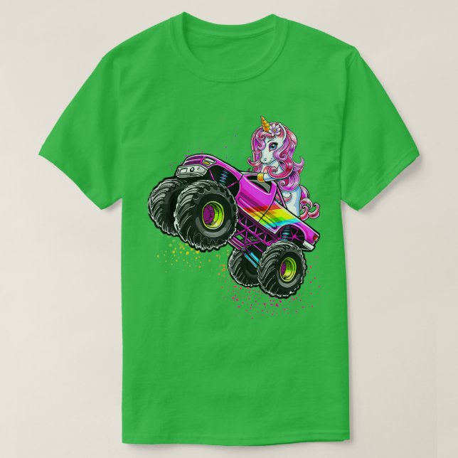 Camiseta Monster Truck Unicorn Festa de aniversário Monster (Frente do Design)