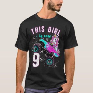 Camiseta Monster Truck Unicorn Girls 9º Aniversário Filha