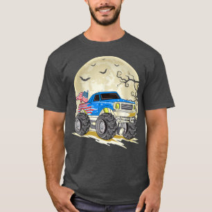 Camiseta Monster Truck Usa Flag Halloween Moon Toddler Boys