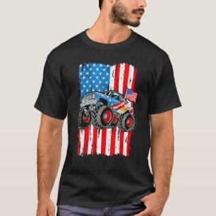 Camiseta Monster Truck Usa Flag Patriotic Boys Men 4th Of J